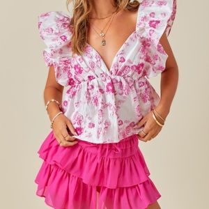 Pink ruffle top